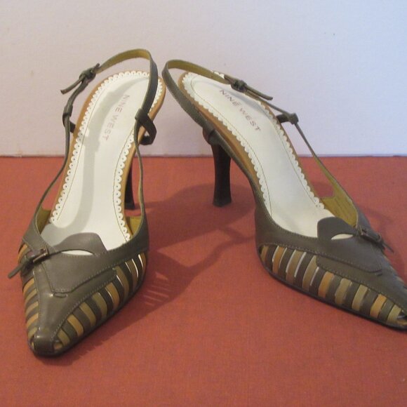 NINE WEST Summer Leather SlingBack Pumps, size 8M - Picture 3 of 10